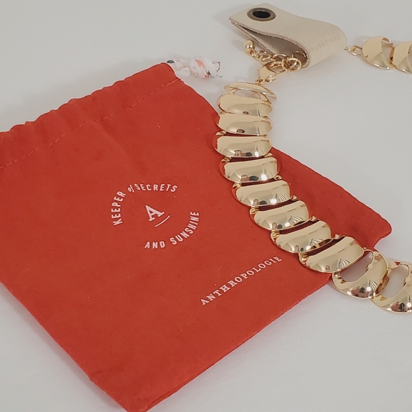 Anthropologie Gold Tone Ladder Link Collar Necklace 90s Elegant Minimalist NWT - Picture 16 of 16